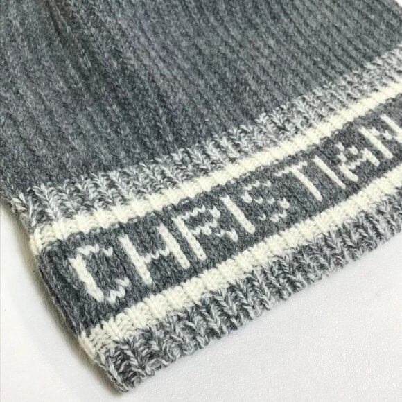 Christian Dior logo D-White Hat beanie Knit hat Wool / Cashmere gray - Picture 7 of 10